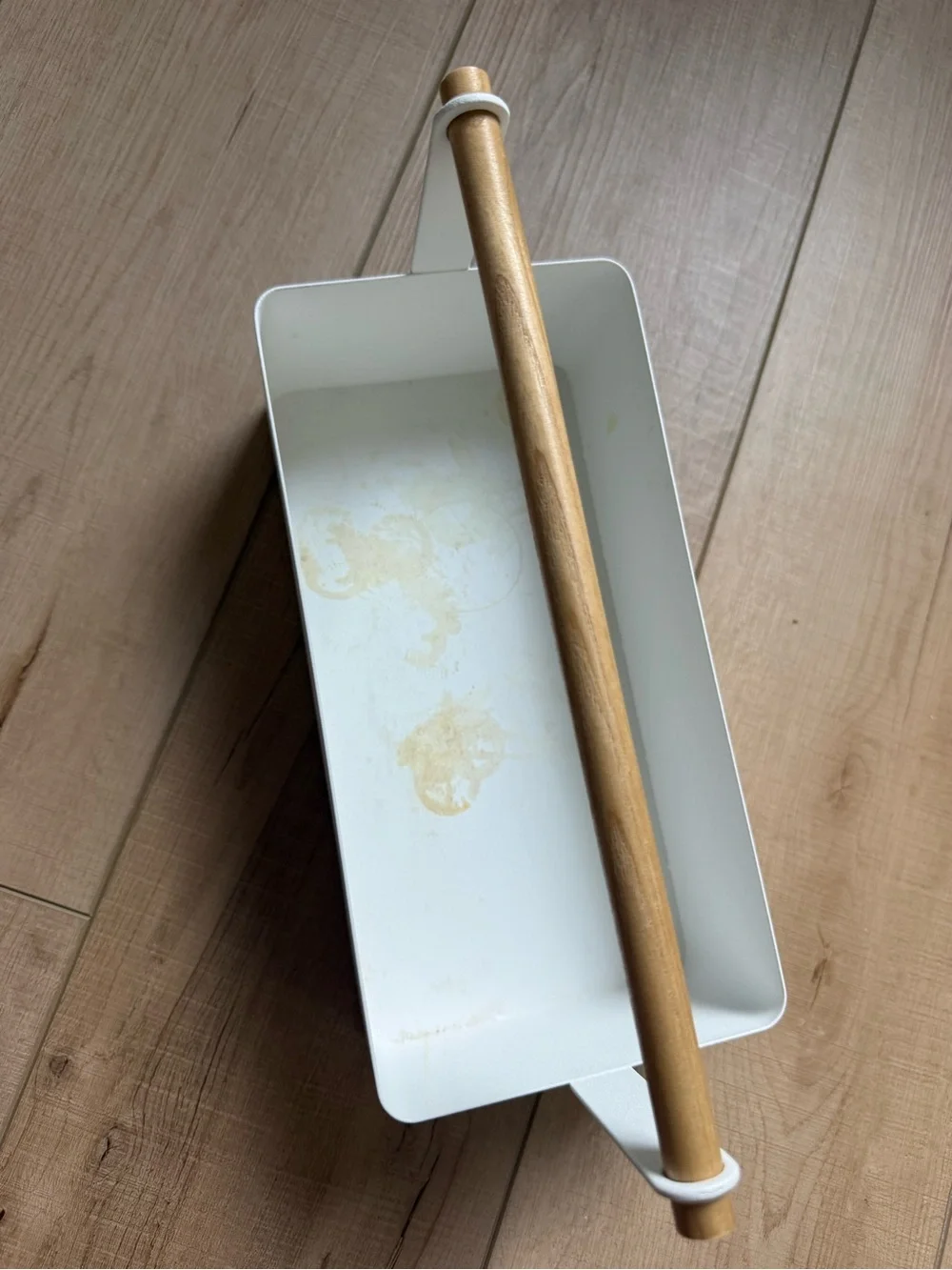 Yamazaki Large Tosca Steel Storage Caddy Wood Handle White